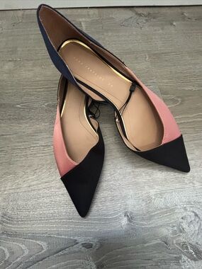 NWT ZARA pretty & pointed toe multi-color tone satin Flats~SIZE 8 (RARE)